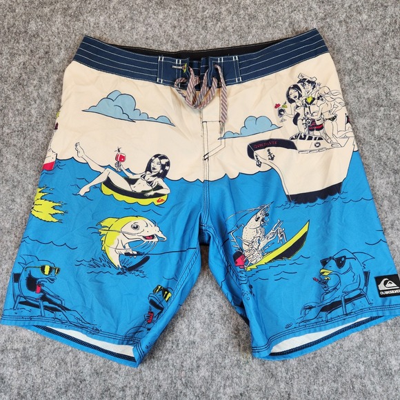 Quiksilver Other - Quiksilver Lake Haveabrew Board Shorts Men 33 Blue Swim Trunks Surf Yatch Shrimp